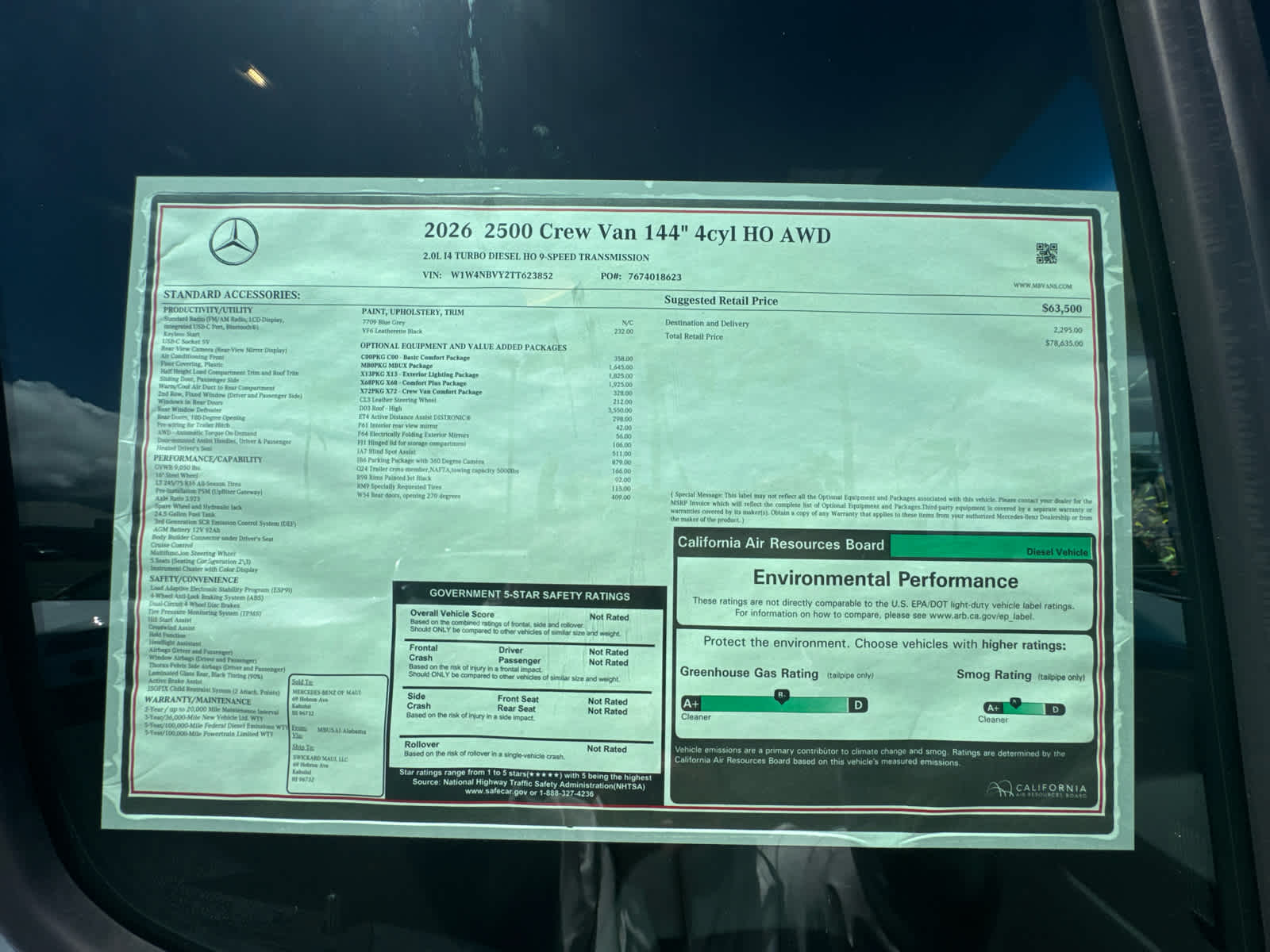 2026 Mercedes-Benz Sprinter 2500 Standard Roof I4 Diesel HO 144 AWD