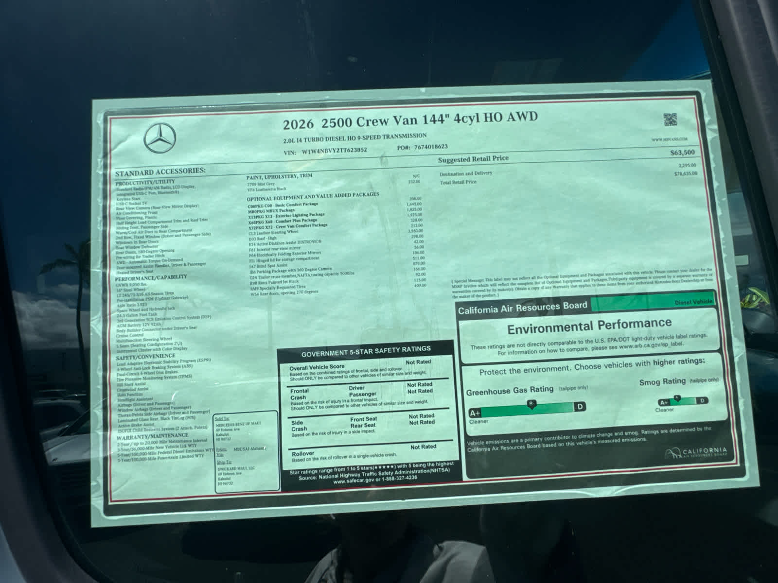 2026 Mercedes-Benz Sprinter 2500 Standard Roof I4 Diesel HO 144 AWD