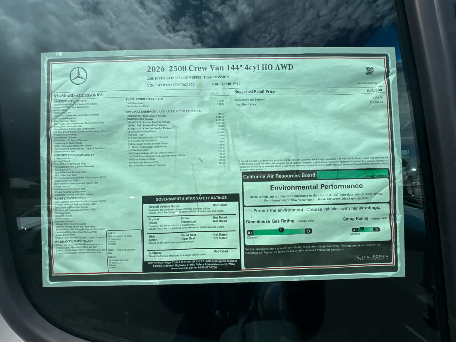 2026 Mercedes-Benz Sprinter 2500 Standard Roof I4 Diesel HO 144 AWD