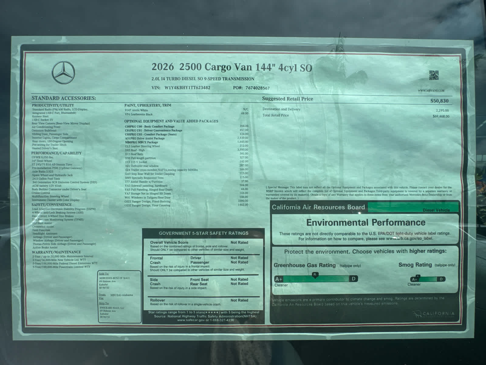 2026 Mercedes-Benz Sprinter 2500 Standard Roof I4 Diesel 144 RWD