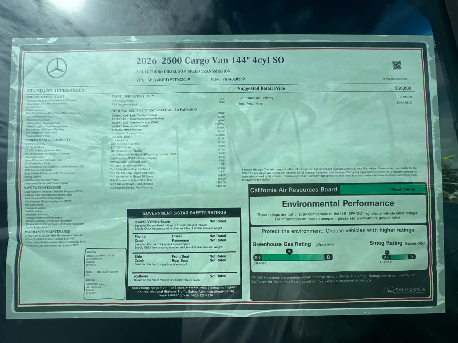 2026 Mercedes-Benz Sprinter 2500 Standard Roof I4 Diesel 144 RWD