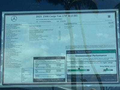 2025 Mercedes-Benz Sprinter Cargo Van 2500 High Roof I4 Diesel HO 170 RWD