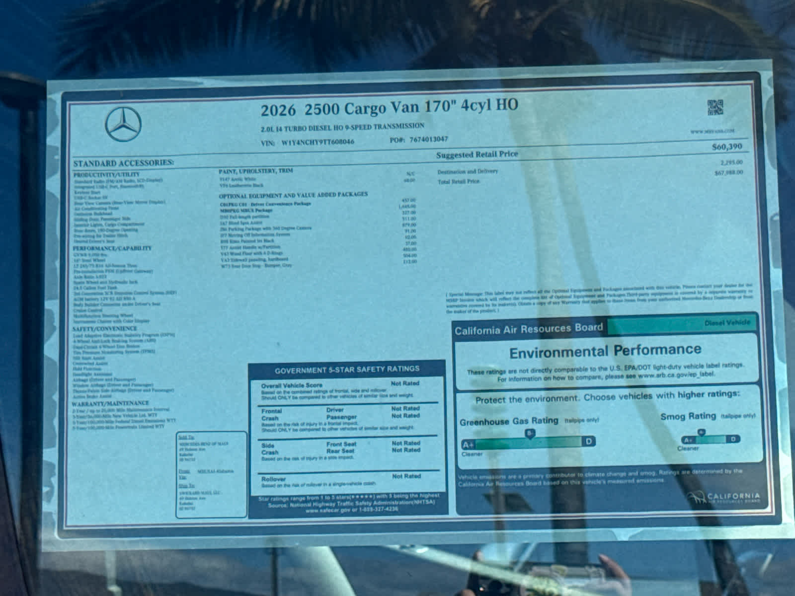2026 Mercedes-Benz Sprinter 2500 High Roof I4 Diesel HO 170 RWD